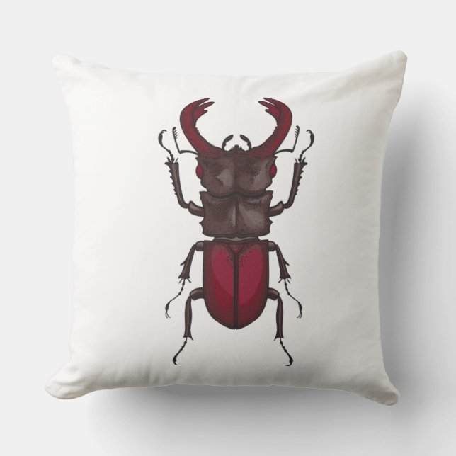 Stag beetle throw pillow (Front)