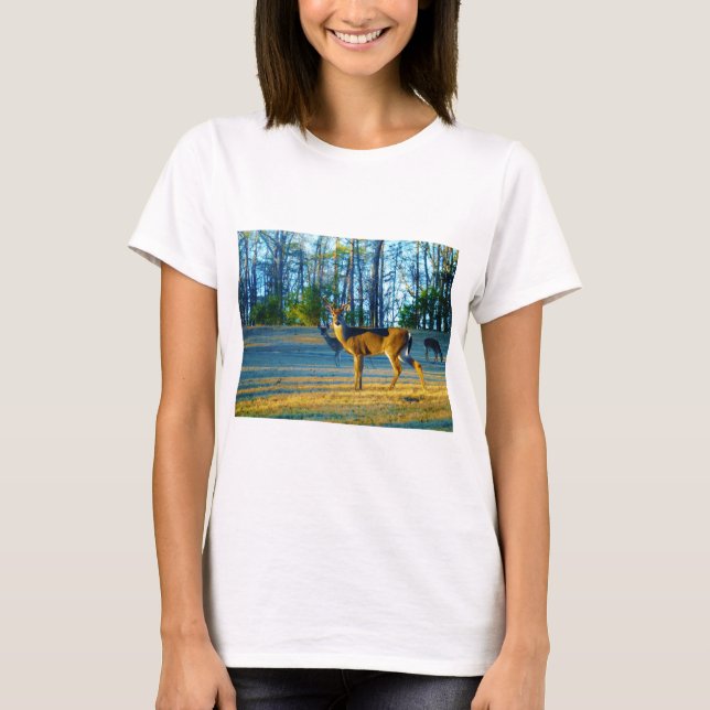 Stag / Buck  Deer, Bright blue Sky T-Shirt (Front)