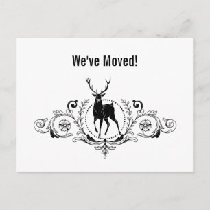 Stag Buck Ornate Swirls Moving Announcement   Postcard
