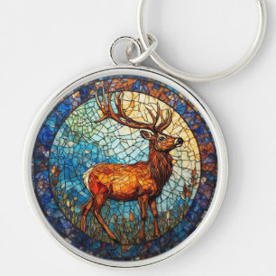 Stag Colourful Mosaic Illustration Keychain