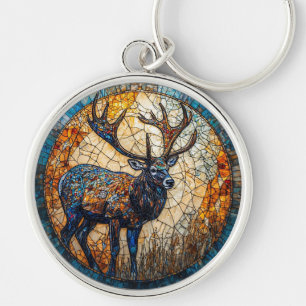 Stag Colourful Mosaic Illustration Keychain