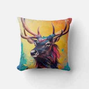 Stag Deer Animal Discovery Adventure Nature Planet Throw Pillow