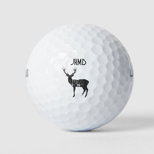 Stag Deer Animal logo Monogram Art Golf Balls (Front)