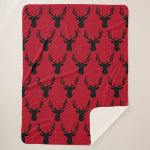 Stag Deer Head Sherpa Blanket