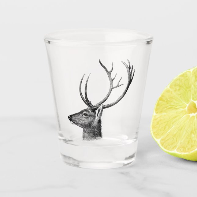stag deer head shot glass (Front)