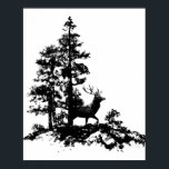 Stag Deer Tree Forest Animal Silhouette Nature Art Poster<br><div class="desc">Stag Deer Tree Forest Animal Silhouette Nature Art</div>