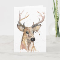 Stag Deer Watercolour Card