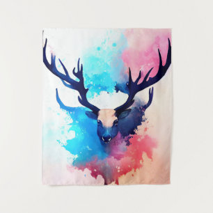 Stag Deer Wild Nature Animal Colors Art Painting Tapestry