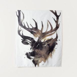 Stag Deer Wild Nature Free Spirit Brush Painting Tapestry