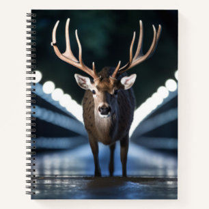 Stag Deer Wildlife Animal On Street  Notebook