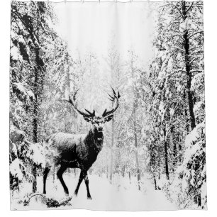 Stag Deer Winter Forest Wildlife Animal Nature Art