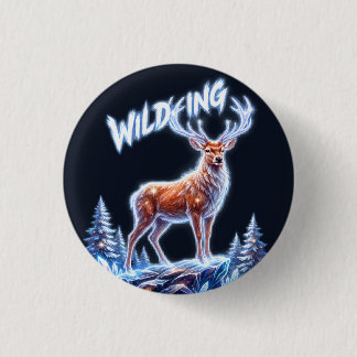 Stag Deer Winter Wonderland Christmas 1 Inch Round Button