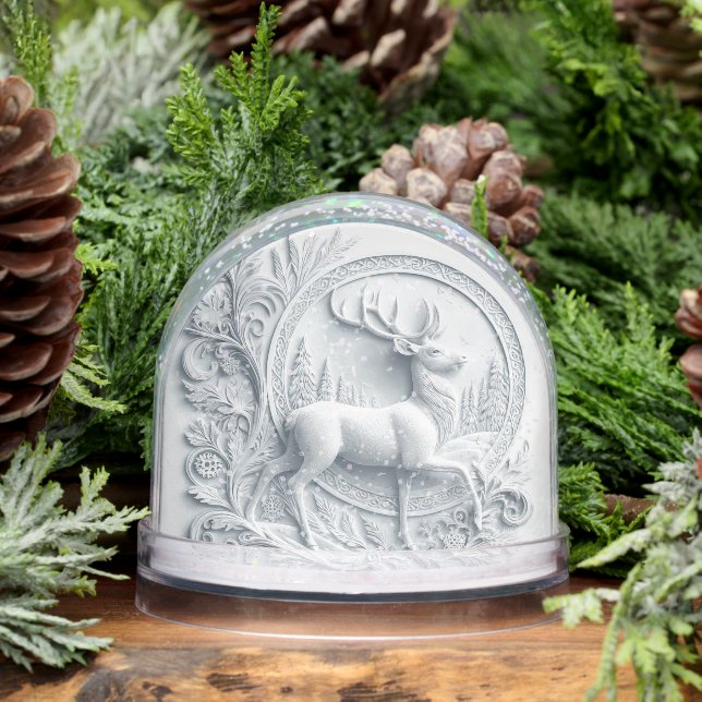 Stag Deer with With Poem  Snow Globe (Hiver)