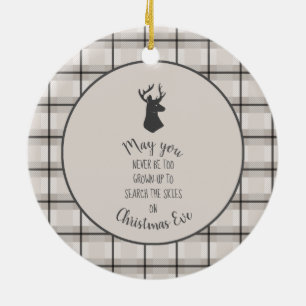 Stag Head on Beige and Black Plaid Ceramic Ornament