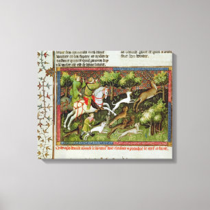 Stag Hunting, from the Livre de la Chasse Canvas Print
