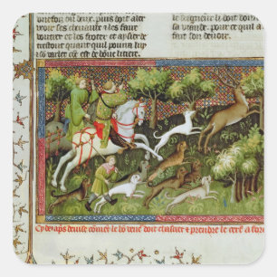 Stag Hunting, from the Livre de la Chasse Square Sticker
