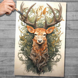 Stag In Foliage 4 Decoupage Paper
