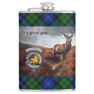 Stag in Heather w/Campbell Badge Personalized Hip Flask