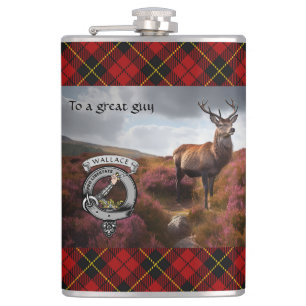 Stag in Heather w/Wallace Badge Personalized Hip Flask