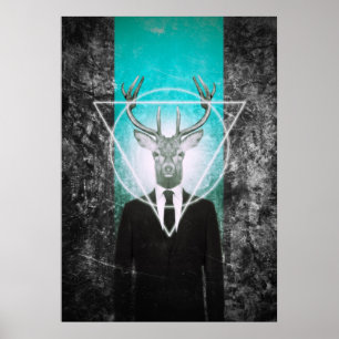 Stag in suit poster