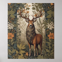 Stag In the Forest William Morris Inspired