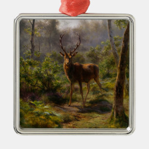 Stag (Male Deer) in the Woods (by Rosa Bonheur) Metal Ornament