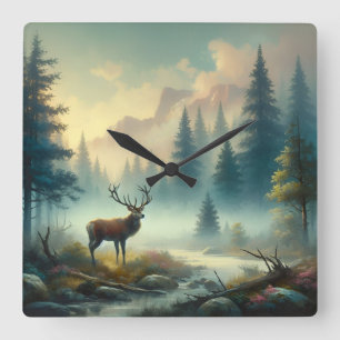 Stag Oil Painting Wall Clock