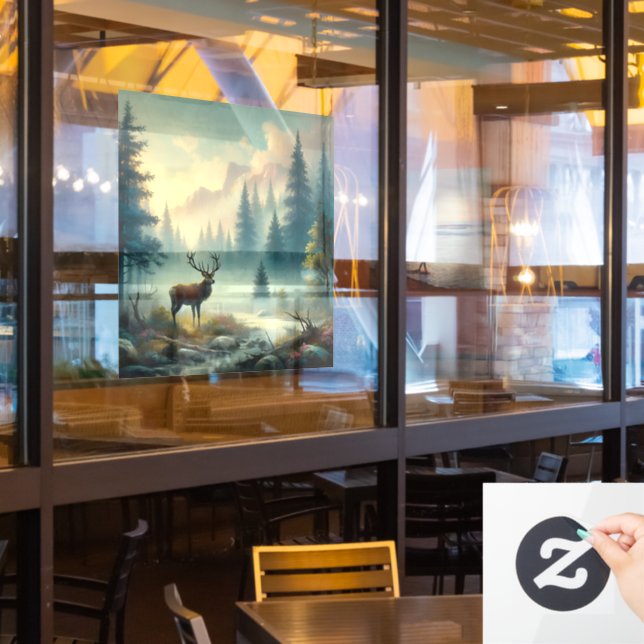 Stag Oil Painting Window Cling (Restaurant Window)