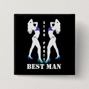 STAG PARTY BADGE 2 INCH SQUARE BUTTON