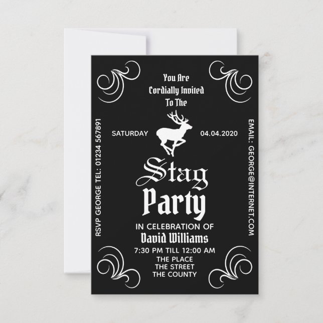 Stag Party Celebration Invitation (Front)