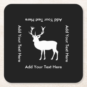 Stag Party - Elegant Drawing of a Stag Square Paper Coaster