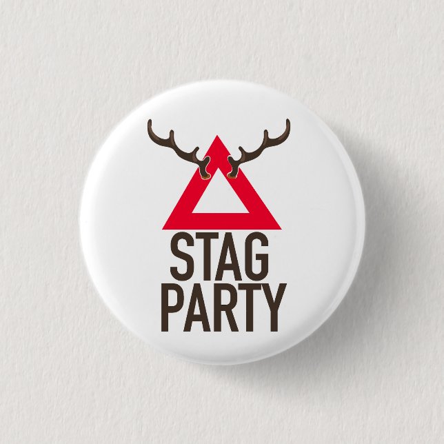 Stag party logo 1 inch round button (Front)