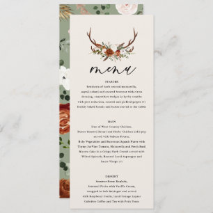 Stag rust sage green floral rustic elegant modern menu