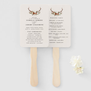 Stag rust terracotta floral rustic elegant modern hand fan