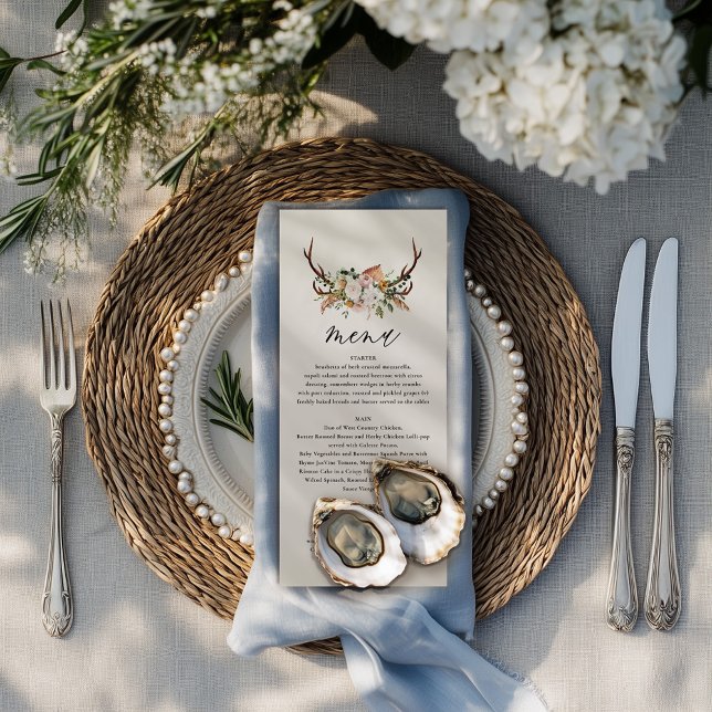stag rust terracotta wedding menu elegant floral (Creator Uploaded)