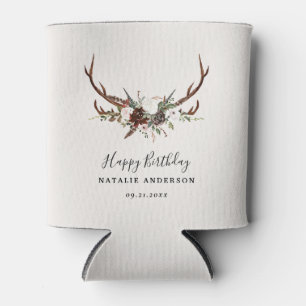 Stag rustic botanical fall barn birthday party can cooler