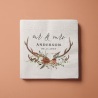 Stag rustic botanical wedding mr and mrs script