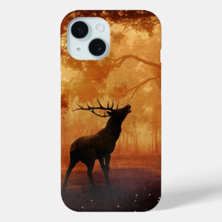 Stag Silhouette at Sunset iPhone 15 Case