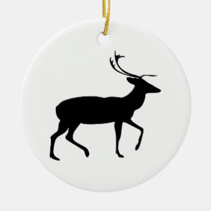 Stag Silhouette Ceramic Ornament