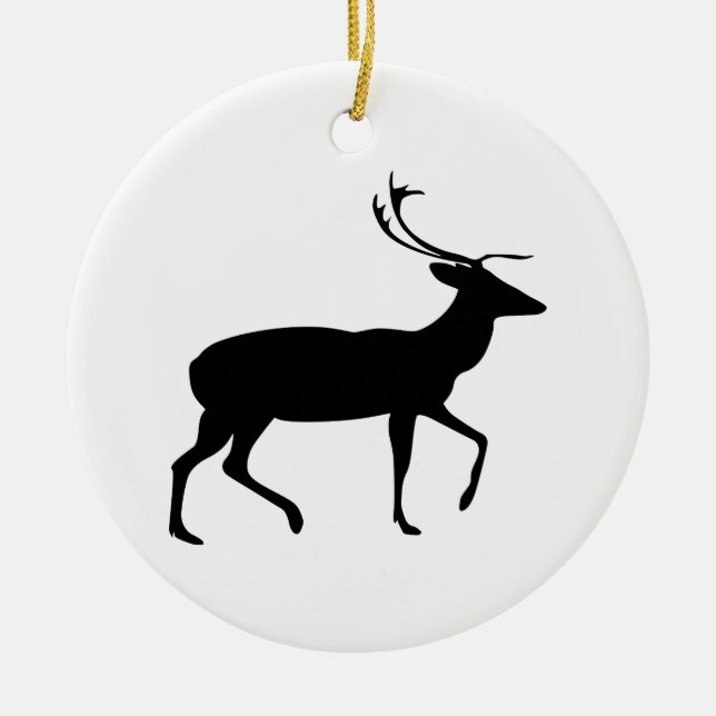 Stag Silhouette Ceramic Ornament (Front)