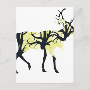 Stag Silhouette with Forest 3 Postcard