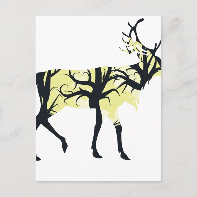 Stag Silhouette with Forest 3 Postcard (Front)
