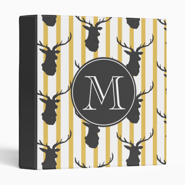 Stag Silhouette with Stripes Monogram Binder (Front/Spine)