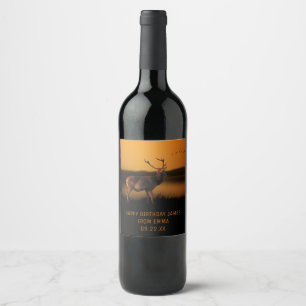 Stag Sunrise Misty Morning Deer Wine Label
