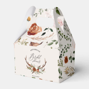 Stag terracotta rust floral elegant bridal shower favor box