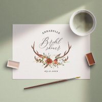Stag terracotta rust floral elegant bridal shower 