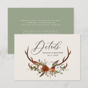 Stag terracotta rust floral elegant wedding budget save the date