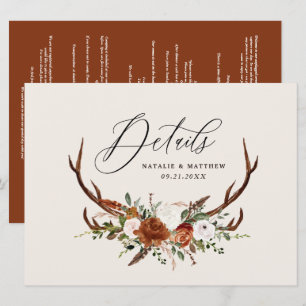 Stag terracotta rust floral elegant wedding budget save the date