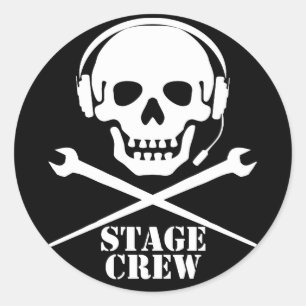 Stage Crew (Skull and Crosspodgers Sticker) Classic Round Sticker