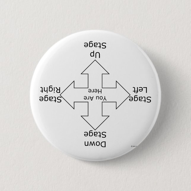 Stage Directions 2 Inch Round Button (Front)
